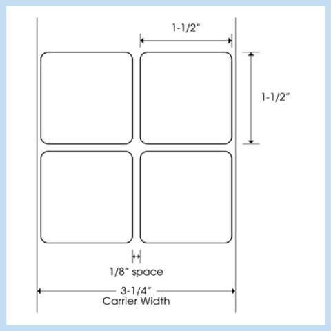 PLT-195 1-1/2" x 1-1/2" Square<p>Blank White Thermal Transfer Labels