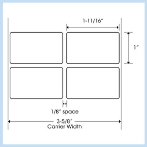 PLT-200 1-11/16" x 1" Rectangle<p>Blank White Thermal Transfer Labels