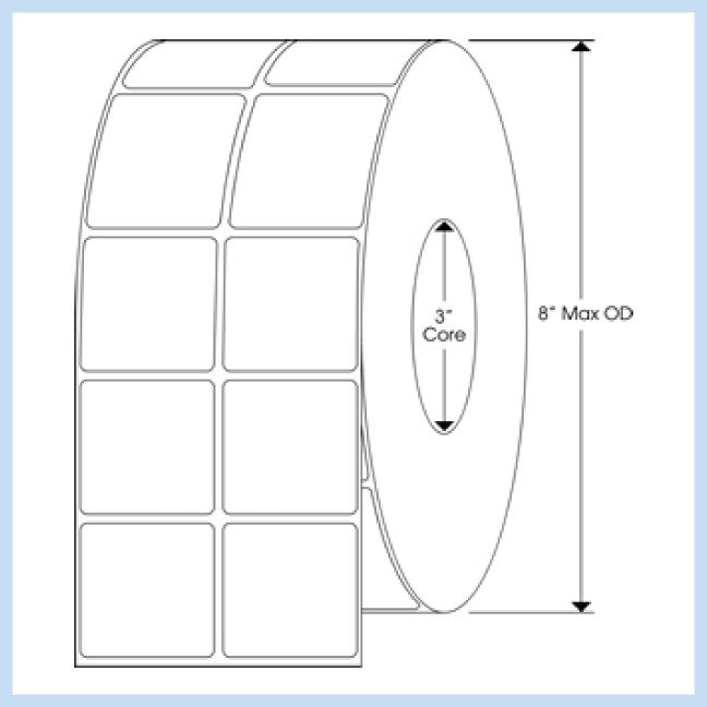 PLT-215 1-7/8" x 1-7/8" Square<p>Blank White Thermal Transfer Labels