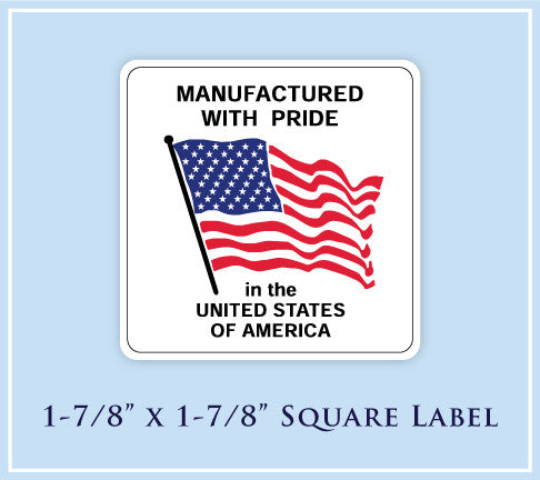 H.  1-7/8" x 1-7/8" Square <p>Made in USA Labels