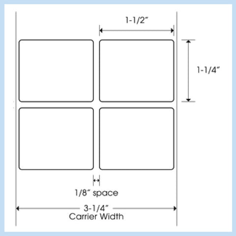 PLT-190 1-1/2" x 1-1/4" Rectangle<p>Blank White Thermal Transfer Labels