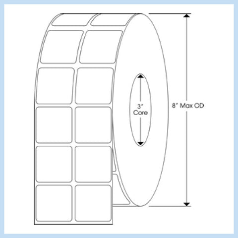 PLT-195 1-1/2" x 1-1/2" Square<p>Blank White Thermal Transfer Labels