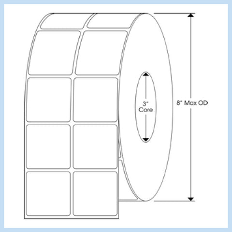 PLT-215 1-7/8" x 1-7/8" Square<p>Blank White Thermal Transfer Labels