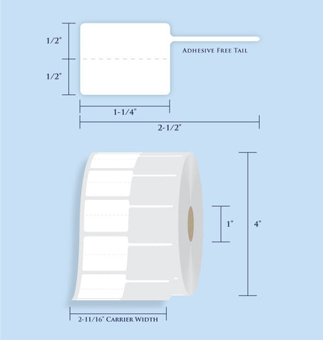 Item# RT-108-14 Rattail Tags <br/> 1" Core, 4" Roll OD