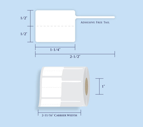 Item# RT-108-MiniRoll Rattail Tags <br/> 1" Core, 1,000 Tags