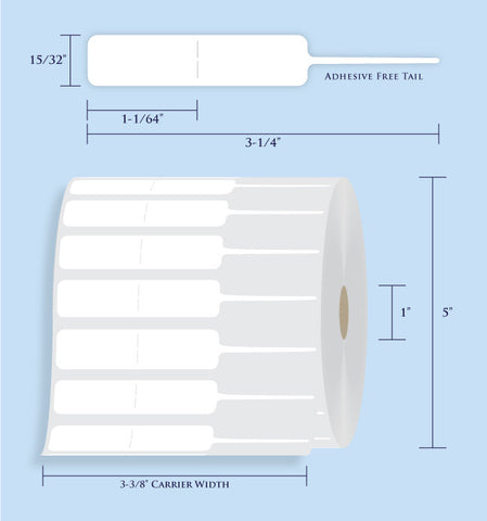 Item# RT-129-15 Rattail Tags <br/> 1" Core, 5" Roll OD