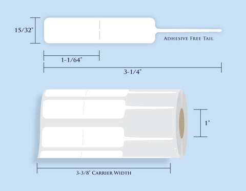 Item# RT-129-MiniRoll Rattail Tags <br/> 1" Core, 1,000 Tags